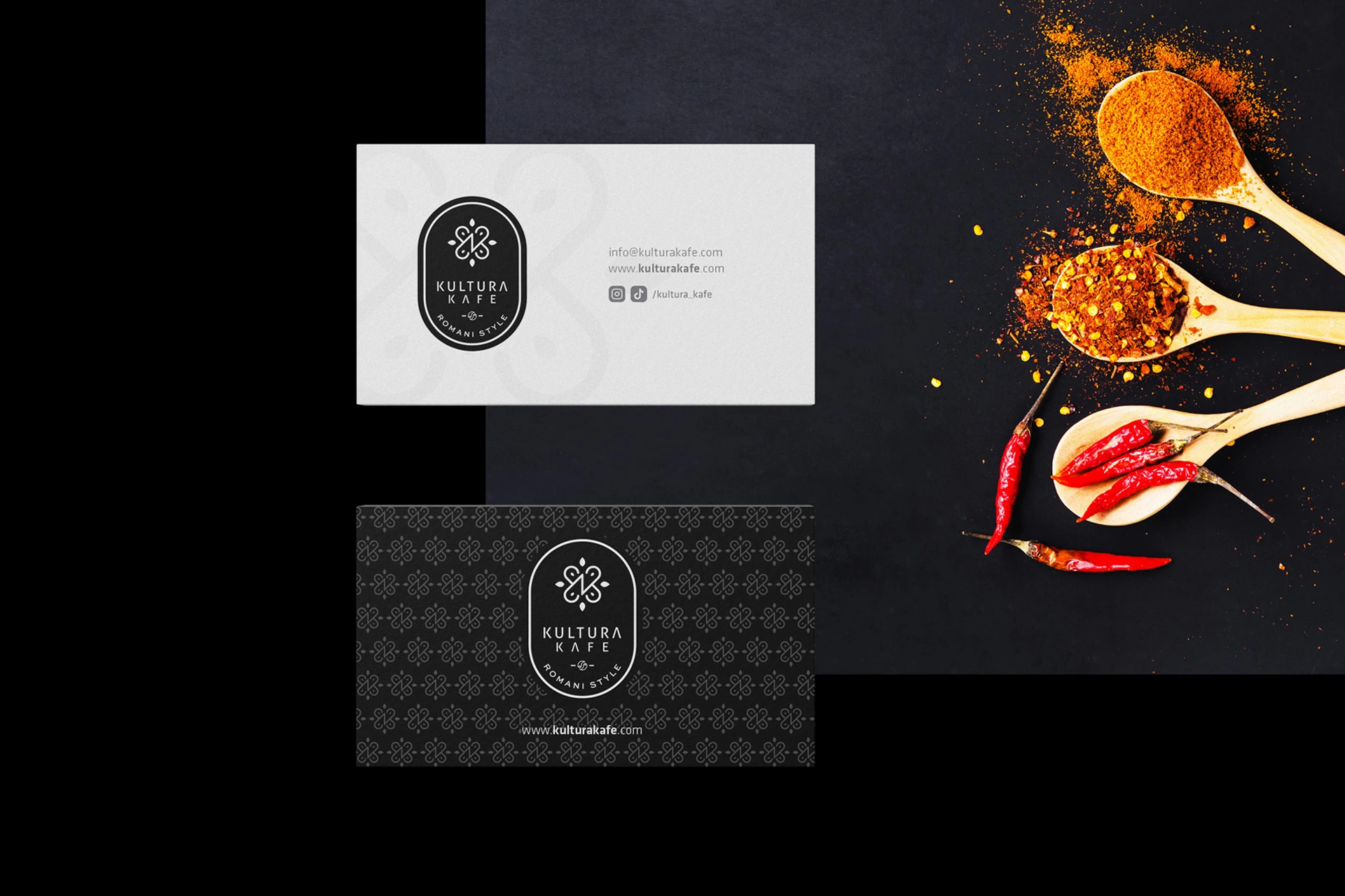Kultura Kafe business card design with spices