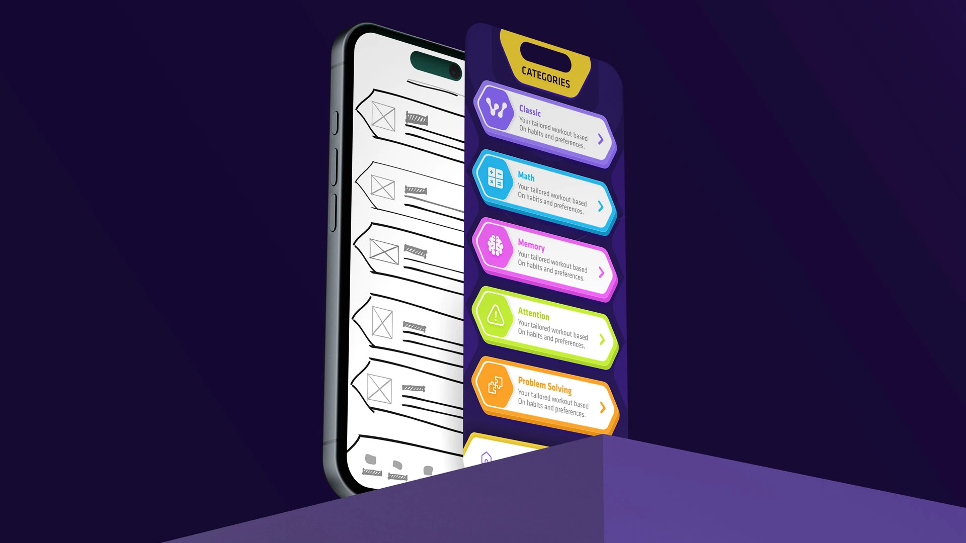 Witmina app categories screen on an iPhone