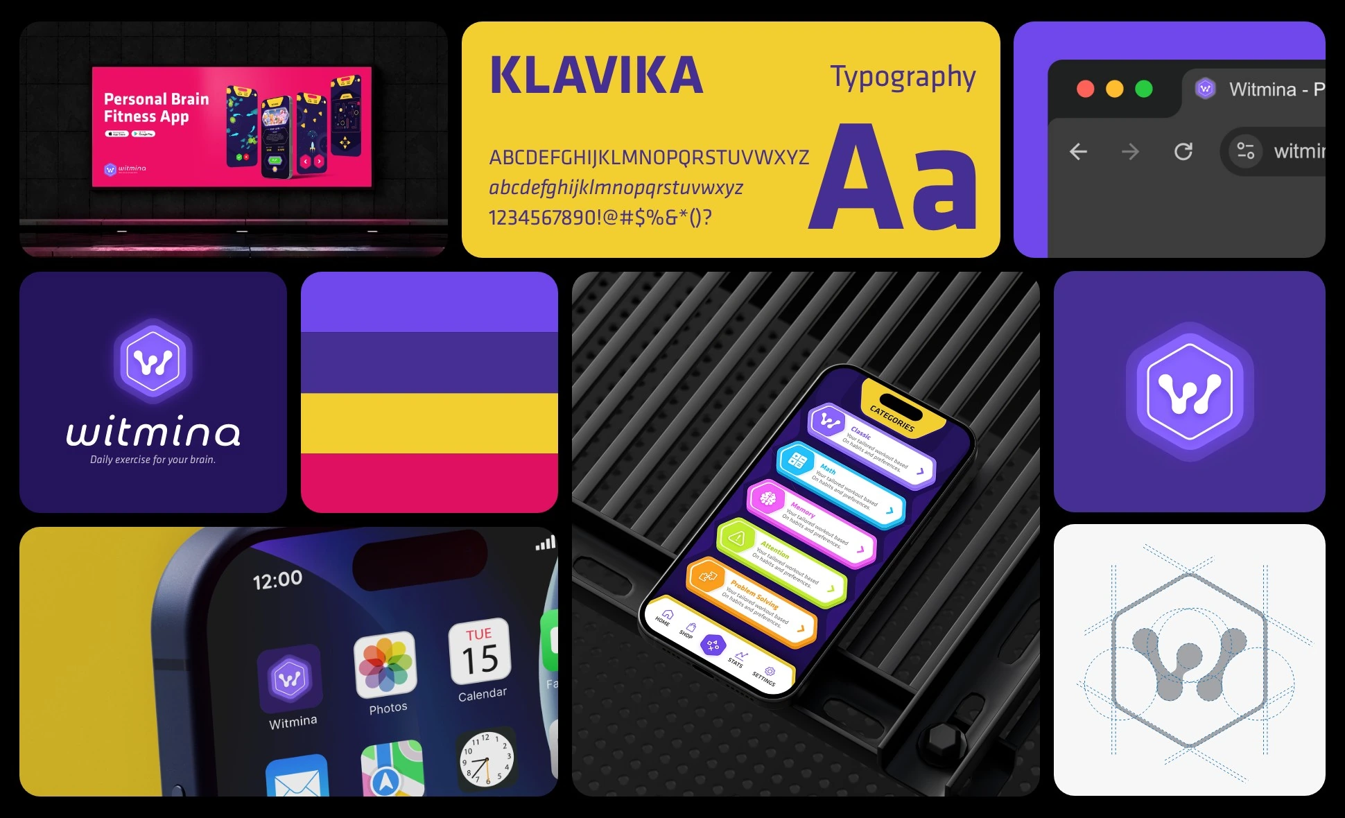Witmina brand and UI styles — logo, Klavika typography, colours and app icon